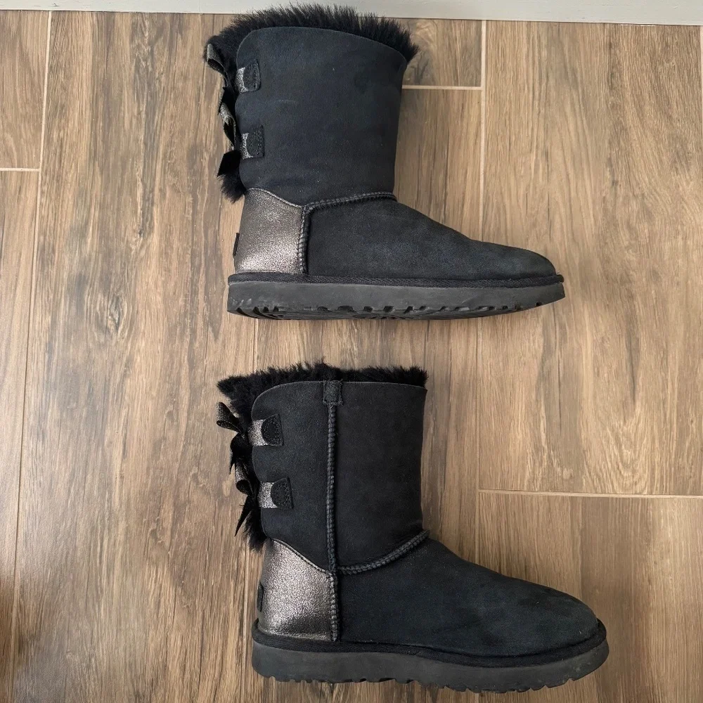 UGG Black Bailey Bow Glitz Boots